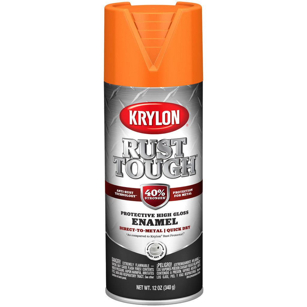 Krylon K09264008 Rust Tough Rust Preventive Enamel, Gloss, Orange, 12 oz