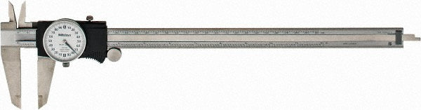 Mitutoyo 505-749 Dial Caliper: 12", 0.001000" Graduation, 0.2" per Revolution, 0.0020" Accuracy, Stainless Steel Jaws