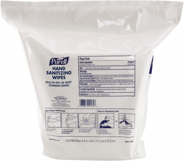 PURELL Hand Sanitizing Wipes, 1200 Count Refill Pouch for PURELL High Capacity Wipes Dispensers - 9118-02