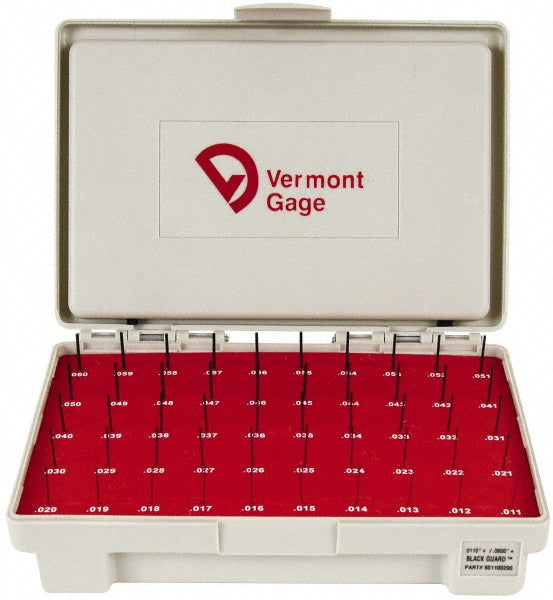 Vermont Gage 901100200 Class ZZ Plug Gage Set: 0.011 to 0.06" Range, 50 Pc