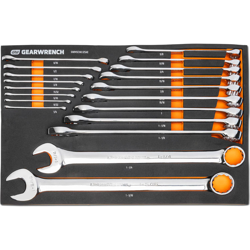 GEARWRENCH GWMSCWL12SAE Combination Wrench Set: 19 Pc, 1/4 to 1-1/8" Wrench, Inch