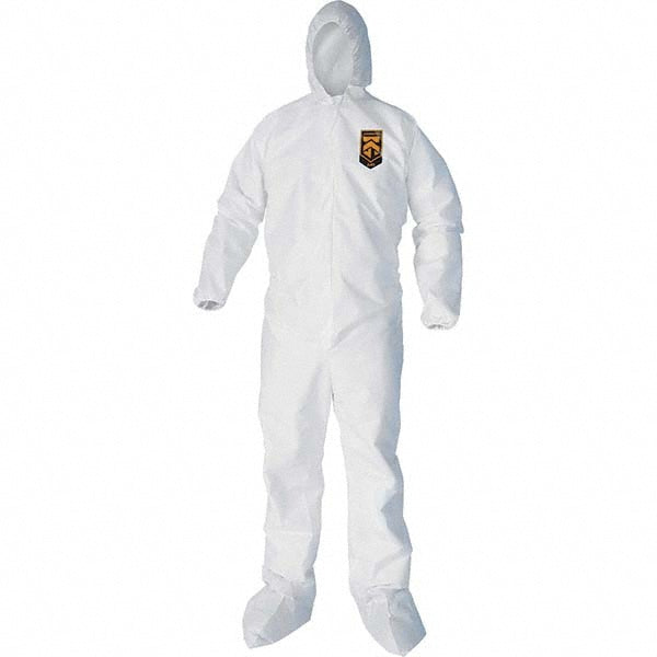 KleenGuard 44333 Non-Disposable Rain & Chemical-Resistant Coveralls: Non-Hazardous Dry Particulate, Non-Hazardous Liquid Splash & Non-Hazardous Liquid Spray, Size Large, White, Film Laminate