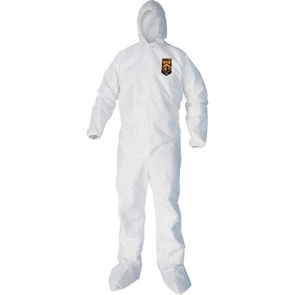 KleenGuard 44334 Non-Disposable Rain & Chemical-Resistant Coveralls: Non-Hazardous Dry Particulate, Non-Hazardous Liquid Splash & Non-Hazardous Liquid Spray, Size X-Large, White, Microporous Film