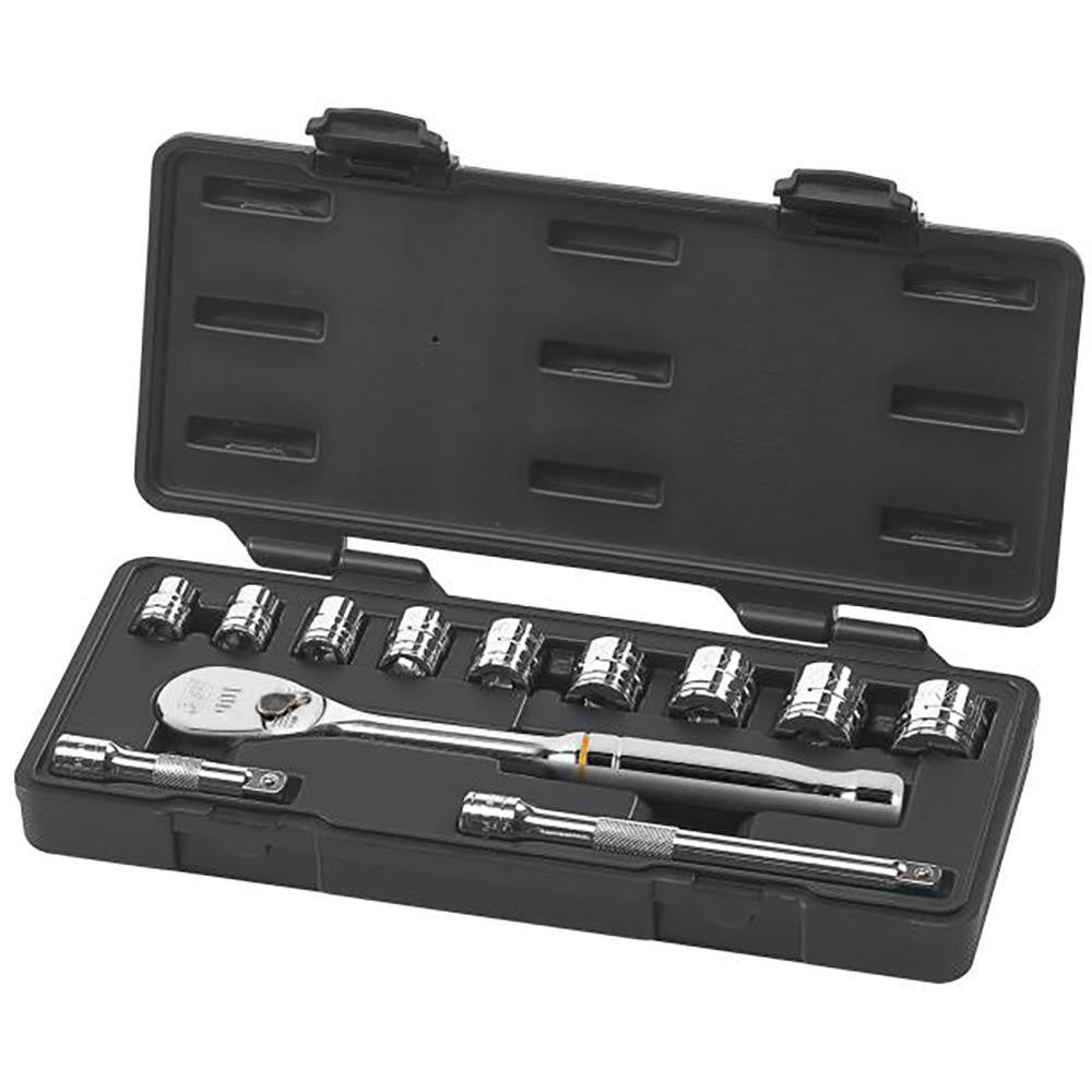 GEARWRENCH 80556 Socket Set: Standard, 12 Pc, 3/8" Drive, 3/8 to 7/8"