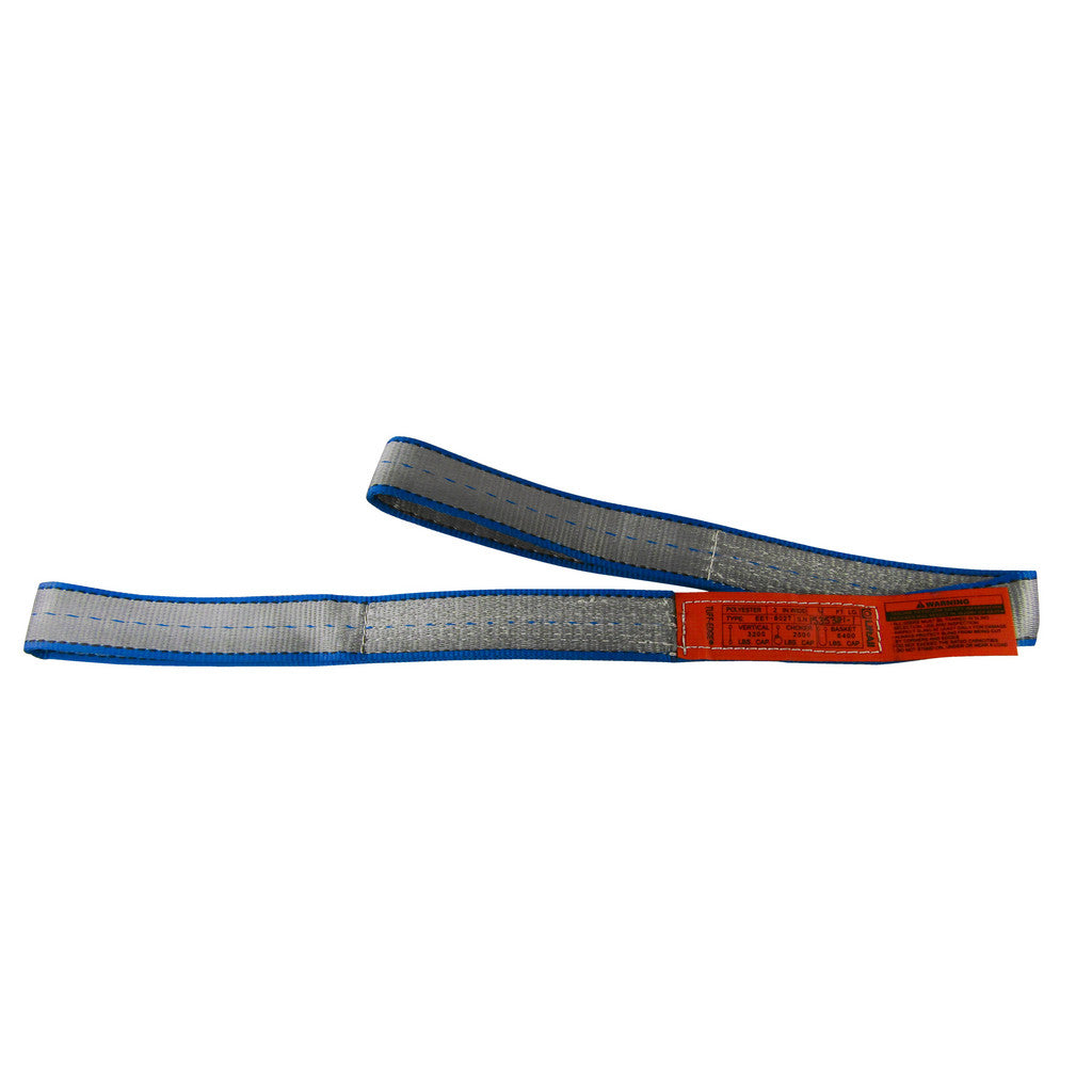 Lift-All EE2801TFX2 Flat Eye & Eye, Type 3 Web Sling: 2' Long, 1" Wide, 3200 lb Vertical Capacity, Polyester