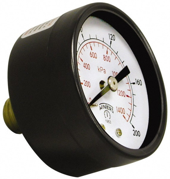 Winters PEM1422 Pressure Gauge: 1-1/2" Dial, 1/8" Thread, Center Back Mount
