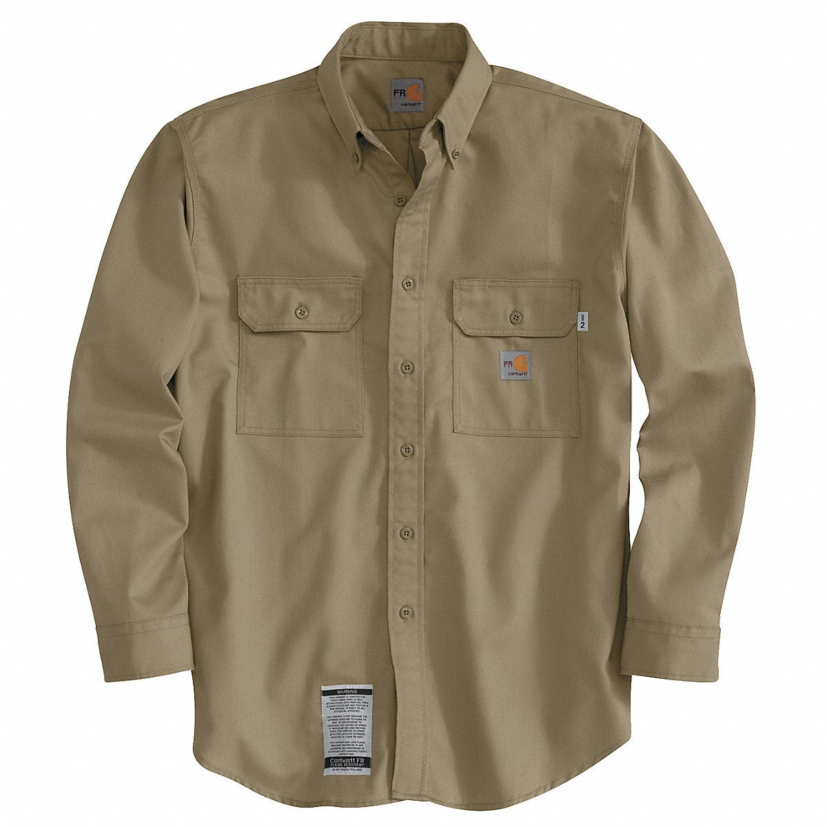 Carhartt Fr Long Sleeve Shirt, Khaki, S, Button (FRS160-KHI SML REG)