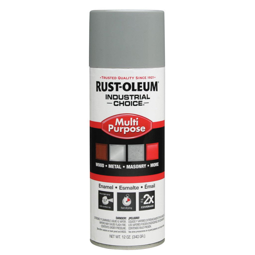 Rust-Oleum 214645 Industrial Choice 1600 Multi-Purpose Enamel Spray Paint, Light Gray, Gloss, 12 oz (Pack of 6)