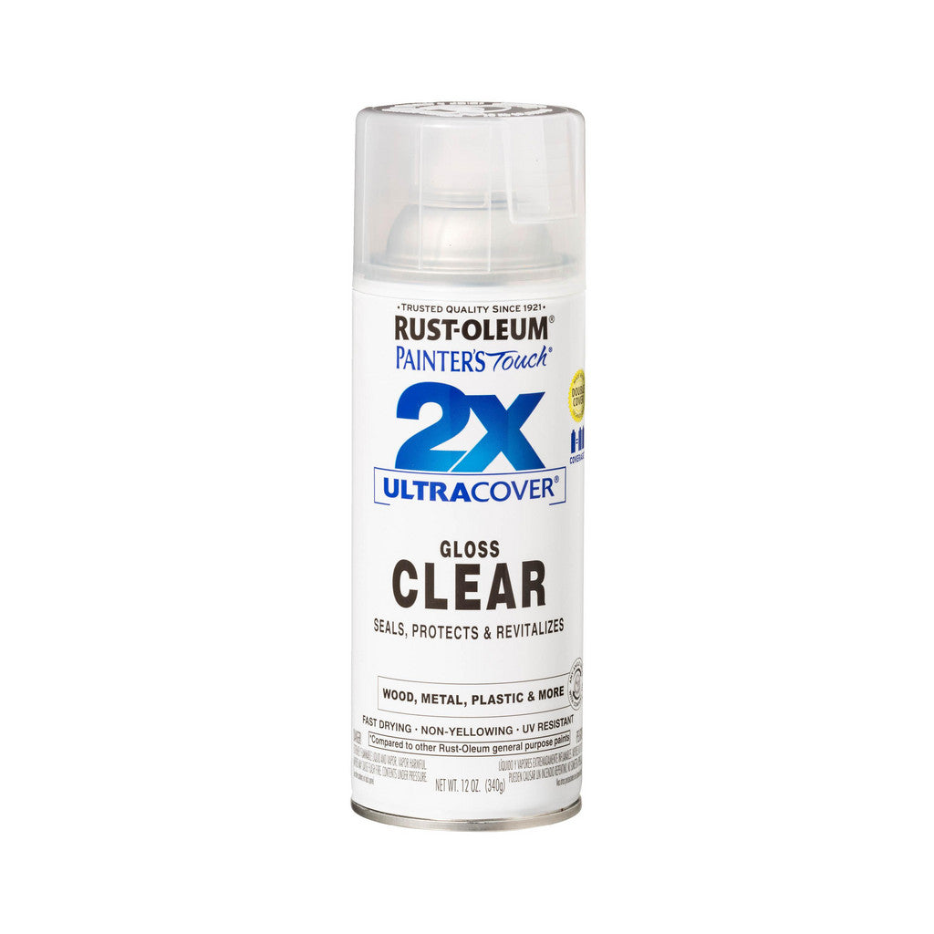 Rust-Oleum 334029 Painter's Touch 2X Ultra Cover Spray Paint, Clear, Gloss, 12 oz (Pack of 6)