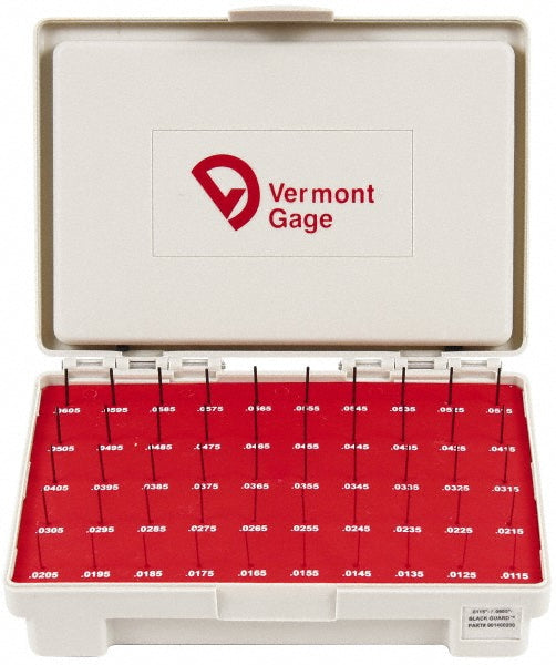 Vermont Gage 901400200 Class ZZ Plug Gage Set: 0.0115 to 0.0605" Range, 50 Pc