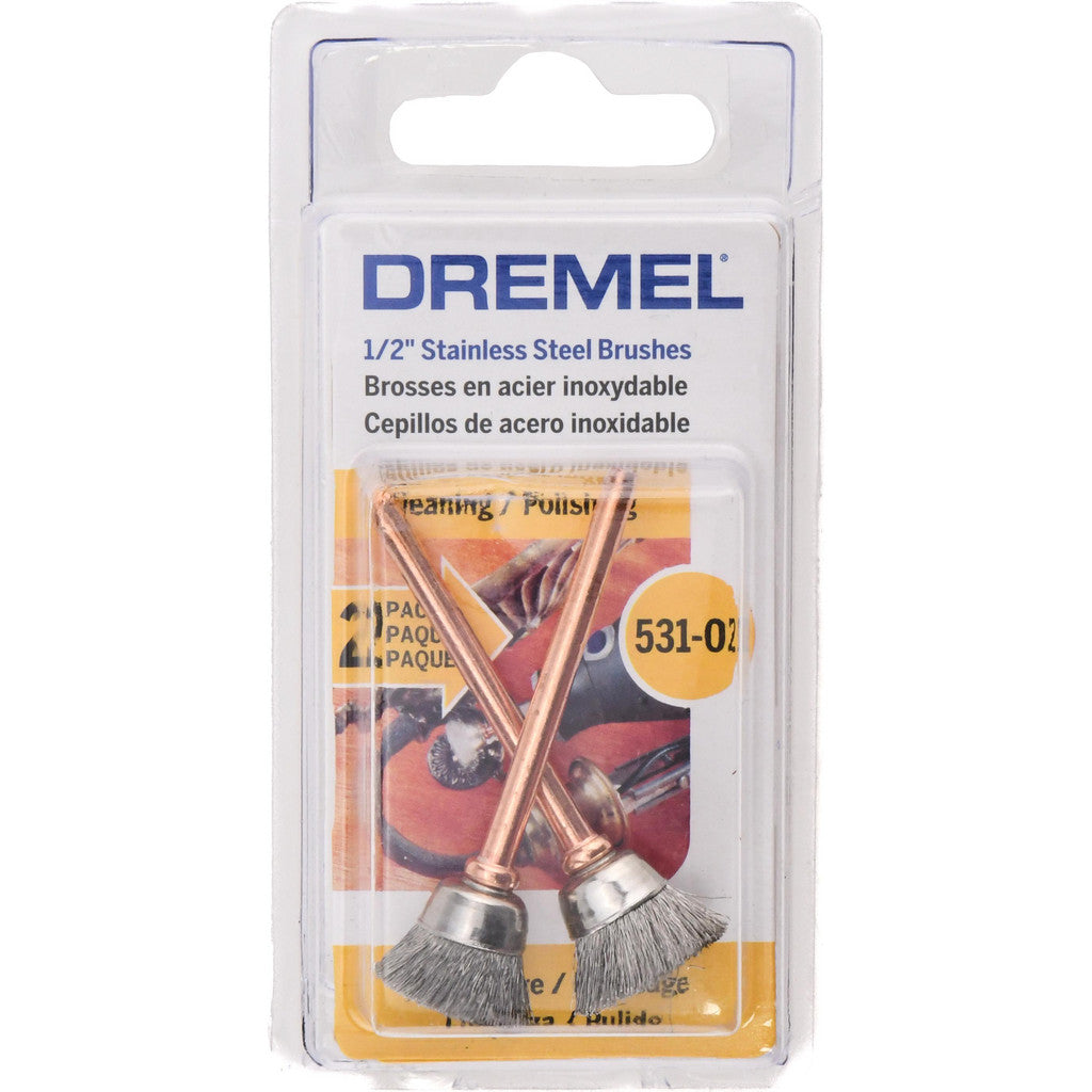 Dremel 531-02 End Brushes: 1/2" Dia, Stainless Steel, Flat Faced Wire (Pack of 2)
