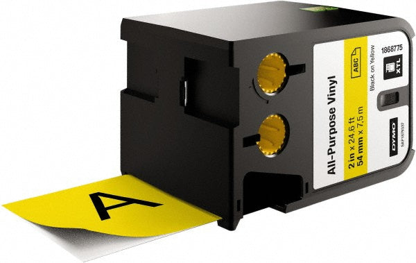 Dymo 1868775 Label Maker Label: Black on Yellow, Vinyl, 276" OAL, 2" OAW, 1 Roll