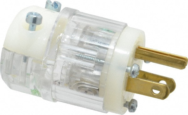 Leviton 8215-PLC Straight Blade Plug: Hospital, 5-15P, 125VAC, Clear