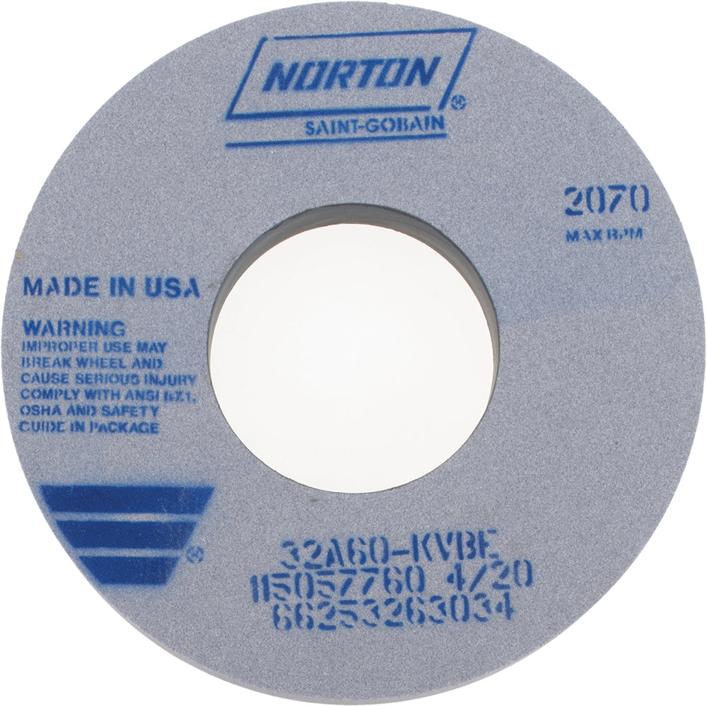 Norton 66253263034 Surface Grinding Wheel: 12" Dia, 1-1/2" Thick, 5" Arbor, 60 Grit
