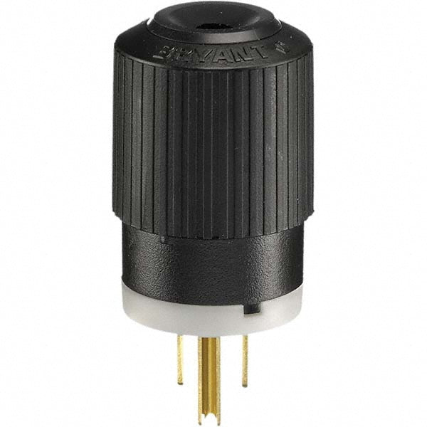 Bryant Electric BRY5266NP Straight Blade Plug: Industrial, 5-15P, 125VAC, Black & White