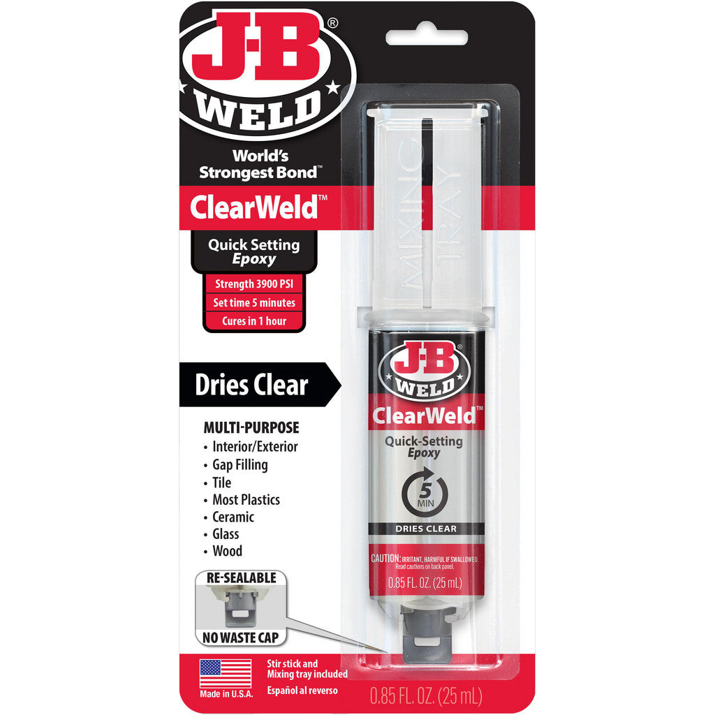 J-B Weld 50112 ClearWeld Professional Grade Epoxy Syringe, Clear, 25 mL