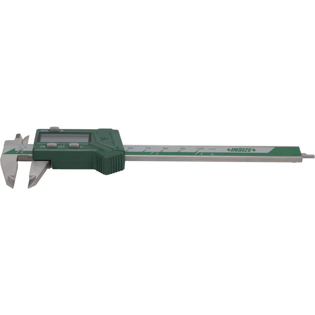 Insize USA LLC 1111-100A Electronic Caliper: 100.00 mm/4", ±0.0100 mm/±0.0005" Resolution, ±0.02 mm/±0.0010" Accuracy, Stainless Steel Jaws