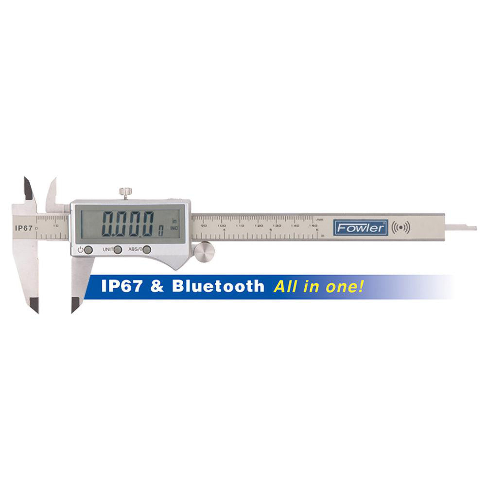 Fowler 54-100-512-BT Electronic Caliper: 300.00 mm/12", ±0.0100 mm/±0.0005" Resolution, ±0.04 mm/±0.0015" Accuracy, Data Output, Stainless Steel Jaws