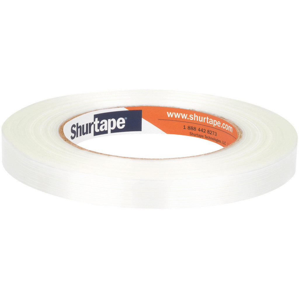 Shurtape 101228 GS 490 Economy Grade Fiberglass Reinforced Strapping Tape, Clear, 4.5 mil, 12 mm x 55 m