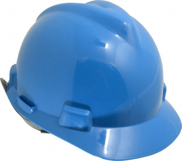 MSA 463943 Hard Hat: Impact Resistant, V-Gard Slotted Cap, Type 1, Class E, 4-Point Suspension