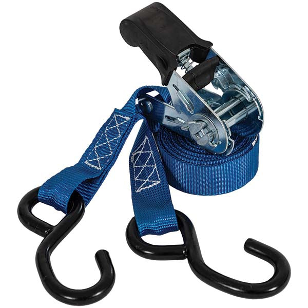 Buyers Products 5483215 Polyester Ratchet Strap Tie Down: 12' Long, 1" Wide, 1800 lb Breaking Strength, 600 lb Load Capacity