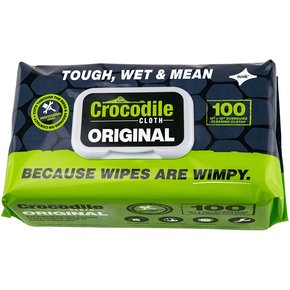 Crocodile Cloth Original Oversized Cleaning Cloths, 15" x 10", 100/Pack - Multi-Surface, Industrial Strength - 5900-100