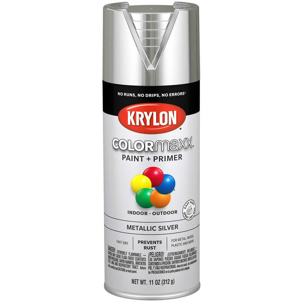 Krylon K05590007 COLORmaxx Metallic Paint, Metallic, Silver, 11 oz