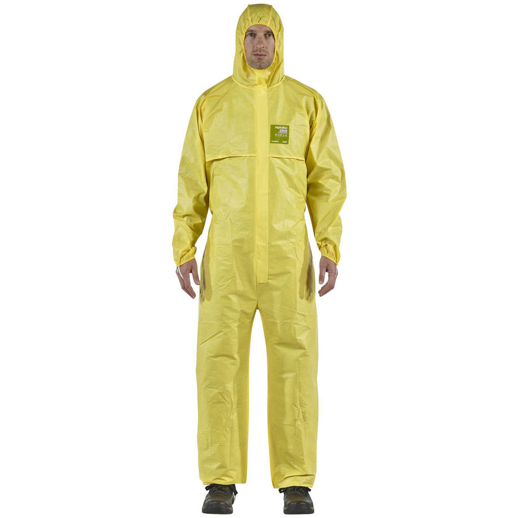 Ansell YY23-B-92-111-07 Non-Disposable Rain & Chemical-Resistant Coveralls: Size 3X-Large, Yellow, Film Laminate