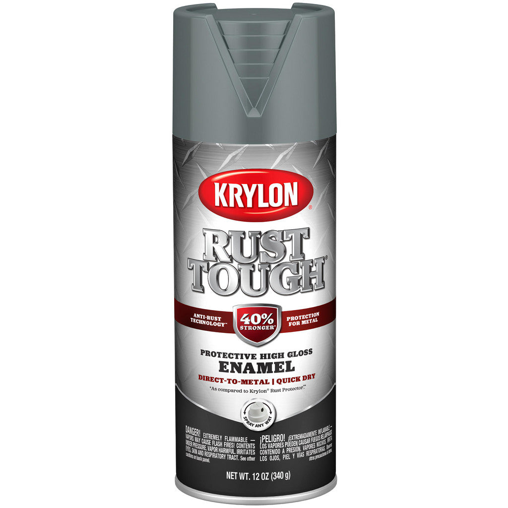 Krylon K09206008 Rust Tough Rust Preventive Enamel, Gloss, Machinery Gray, 12 oz