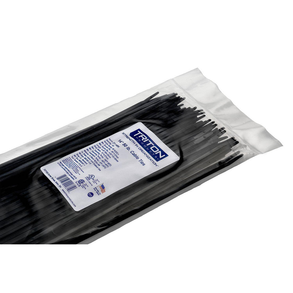 Triton Products ZT-14BK Cable Tie: 14.35" Long, Black, Nylon, Standard