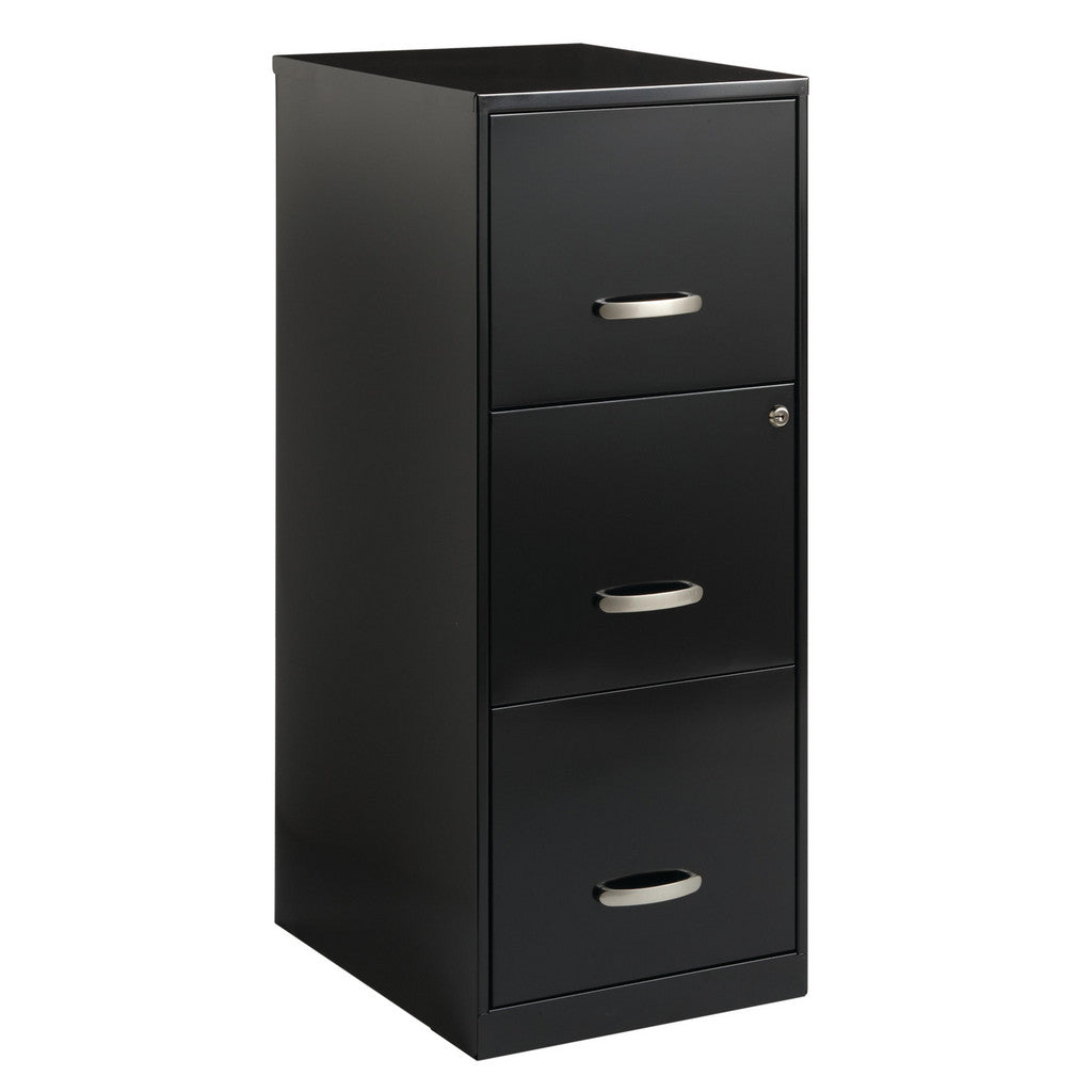 Space Solutions 18573 Vertical File Cabinet: 3 Drawer, Steel, Black