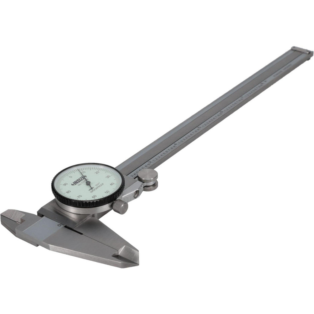 Insize USA LLC 1311-8 Dial Caliper: 8", 0.001000" Graduation, 0.1000" per Revolution, +/-0.0020" Accuracy, Calibrated, Stainless Steel Jaws
