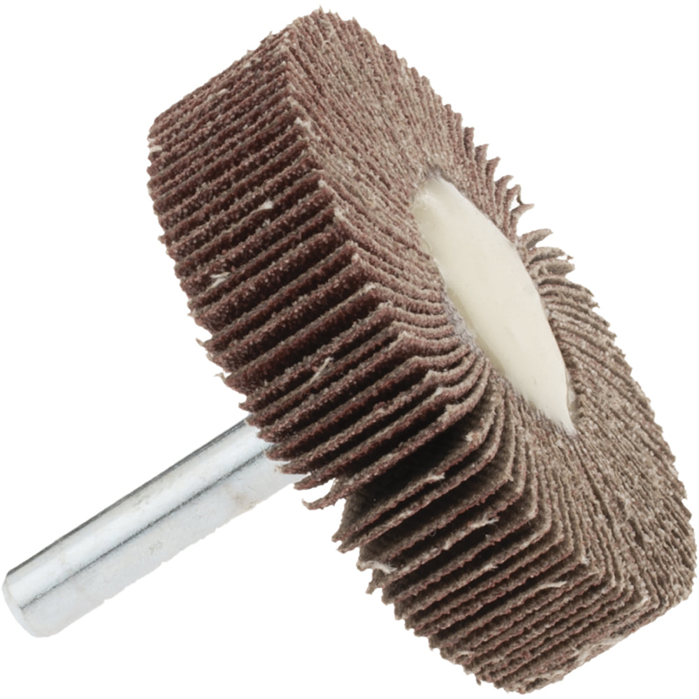 Merit Abrasives 8834137151 Mounted Flap Wheel: 2" Dia, 1/2" Face Width, 80 Grit, Ceramic Alumina