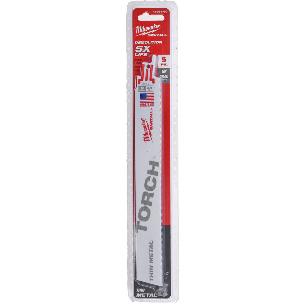 Milwaukee Tool 48-00-5790 Reciprocating Saw Blade: 9" Long, Bi-Metal