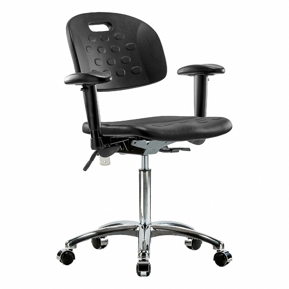 E Com Seating Poly Cr Chair, Med, Arms, Casters, Blk (BR-CLR-HPMBCH-CR-T0-A1-NF-CC-BLK)