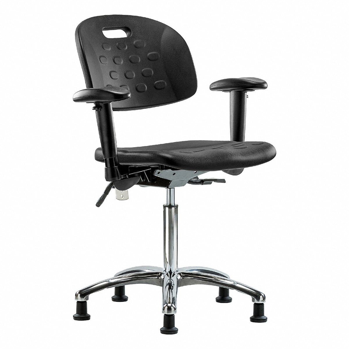 E Com Seating Poly Cr Chair, Med, Arms, Glides, Blk (BR-CLR-HPMBCH-CR-T0-A1-NF-RG-BLK)