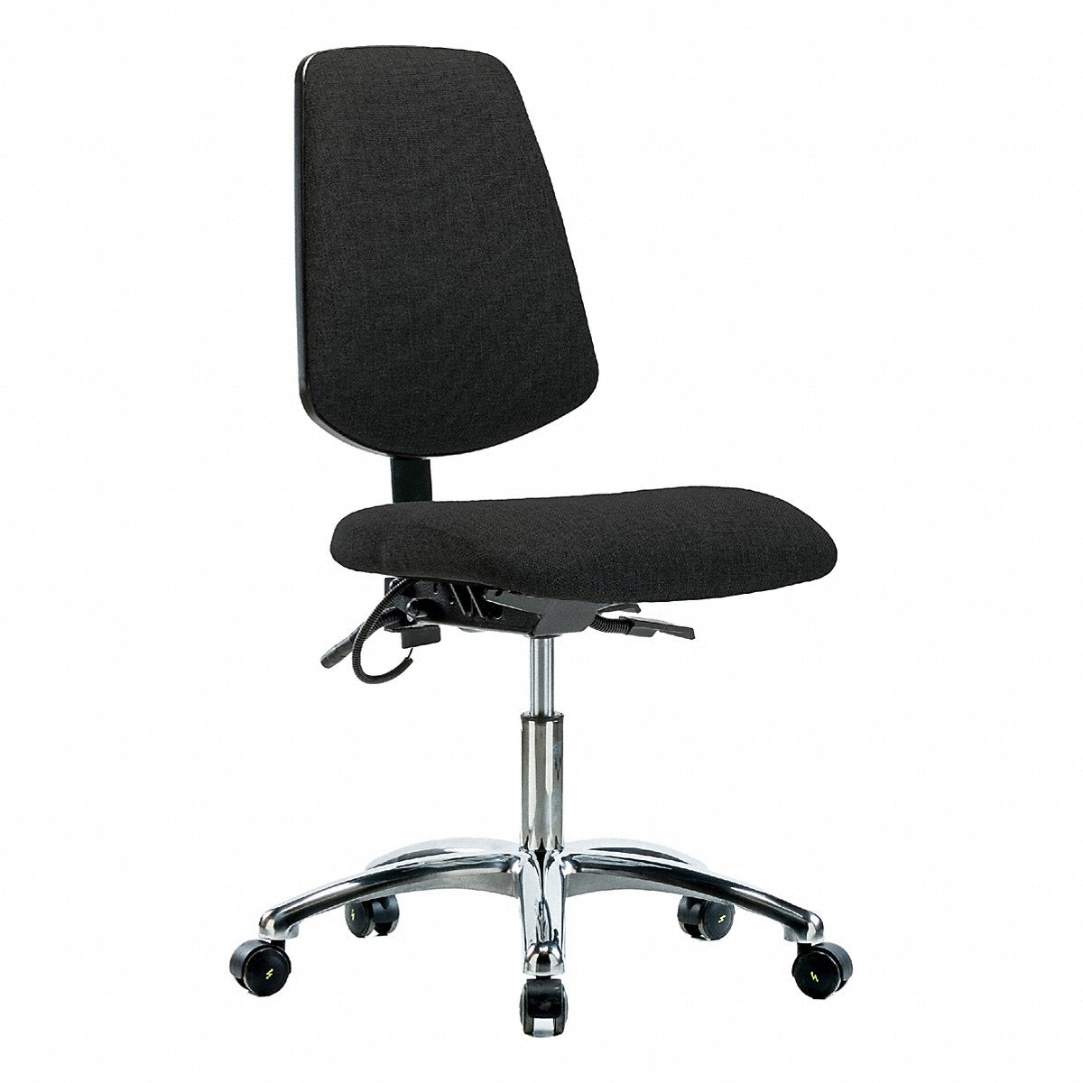 E-Com Seating ESD Fabric Chrome Desk Chair, Medium Back, Casters, Black (BR-ESD-FDHCH-MB-CR-T0-A0-EC-ESDBLK)