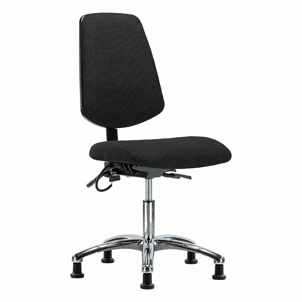 E-Com Seating ESD Fabric Chrome Desk Chair, Medium Back, Tilt, Stationary Glides, Black (BR-ESD-FDHCH-MB-CR-T1-A0-EG-ESDBLK)