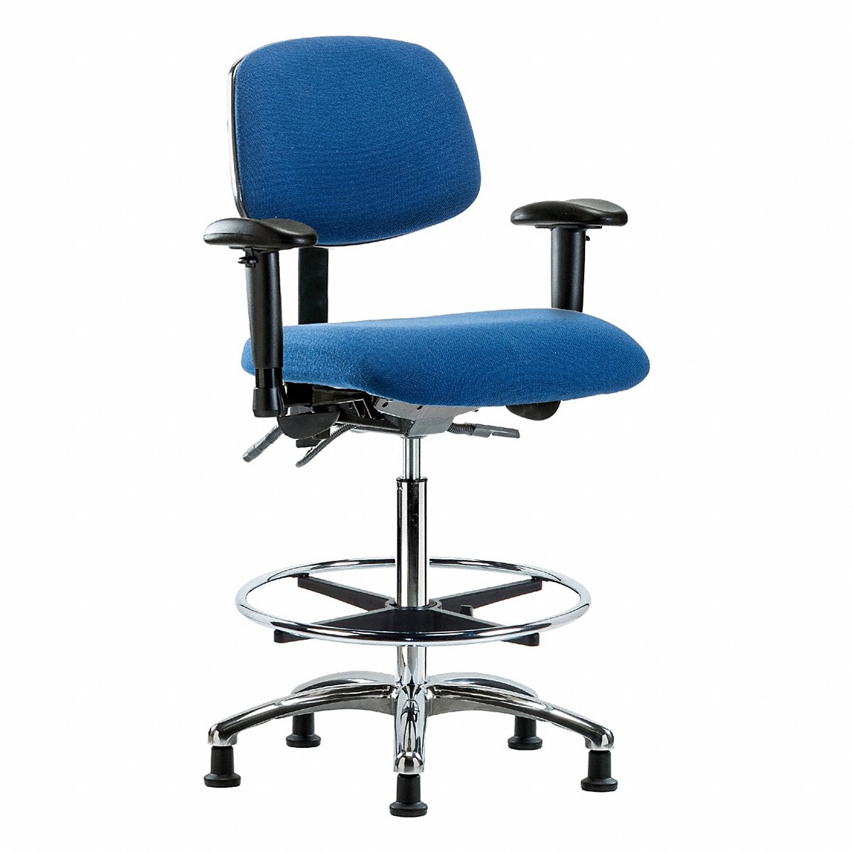 E-Com Seating ESD Fabric Desk Chair, Medium Back, Tilt, Stationary Glides, Blue (BR-ESD-FDHCH-MB-CR-T1-A0-EG-ESDBLU)