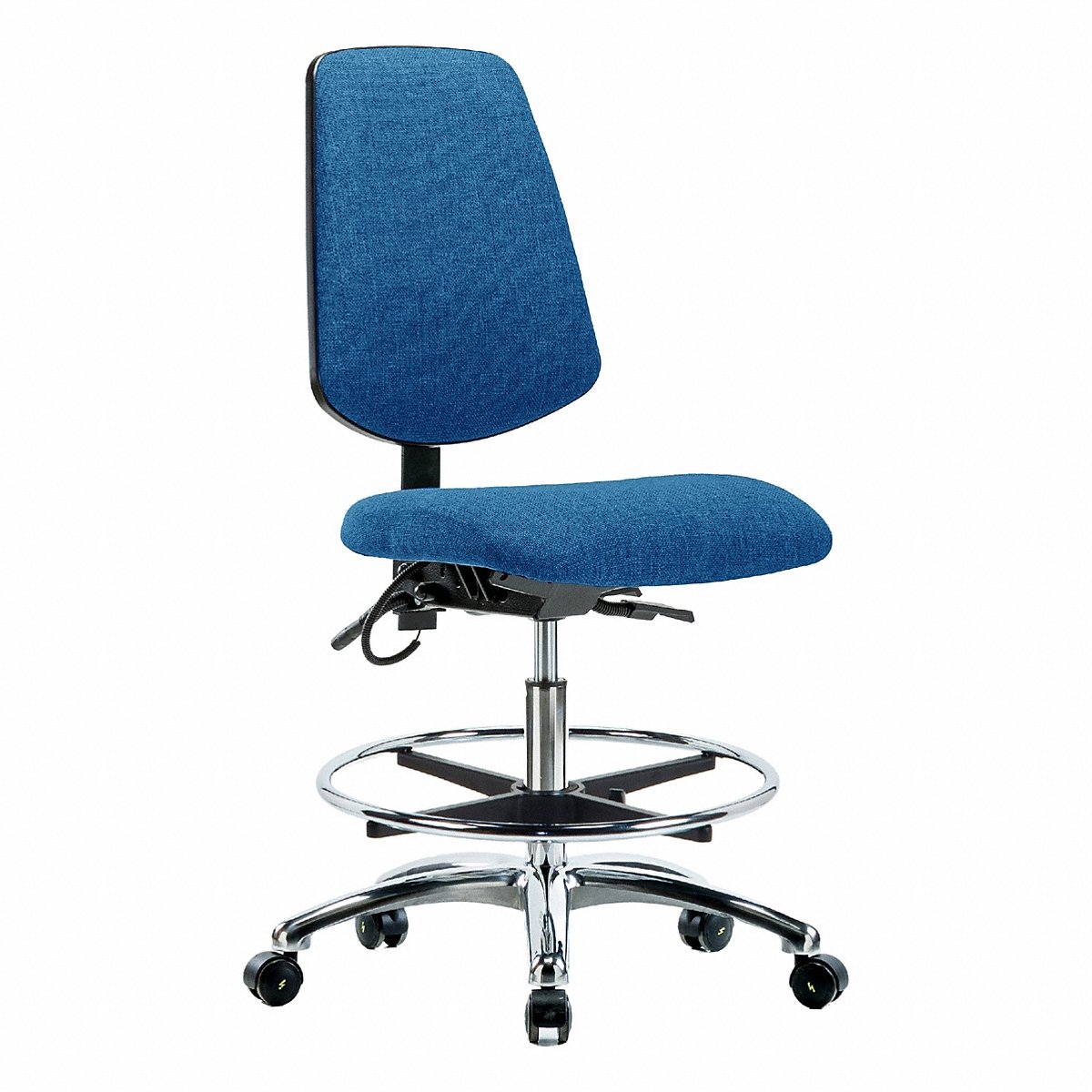 E-Com Seating ESD Fabric Medium-Height Chair, Medium Back, Tilt, Footring, Casters, Blue (BR-ESD-FMBCH-MB-CR-T1-A0-CF-EC-ESDBLU)