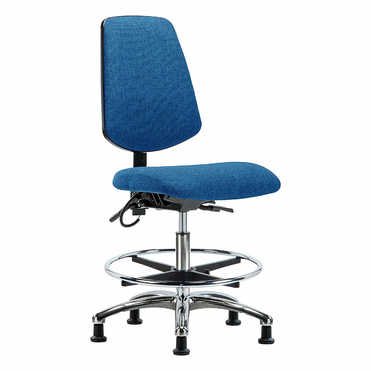 E-Com Seating ESD Fabric Medium-Height Chair, Medium Back, Tilt, Footring, Stationary Glides, Blue (BR-ESD-FMBCH-MB-CR-T1-A0-CF-EG-ESDBLU)