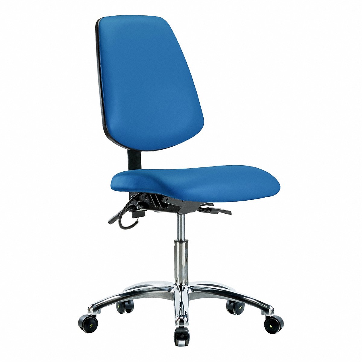 E-Com Seating ESD Vinyl Desk Chair, Medium Back, Tilt, Casters, Blue (BR-ESD-VDHCH-MB-CR-T1-A0-EC-ESDBLU)