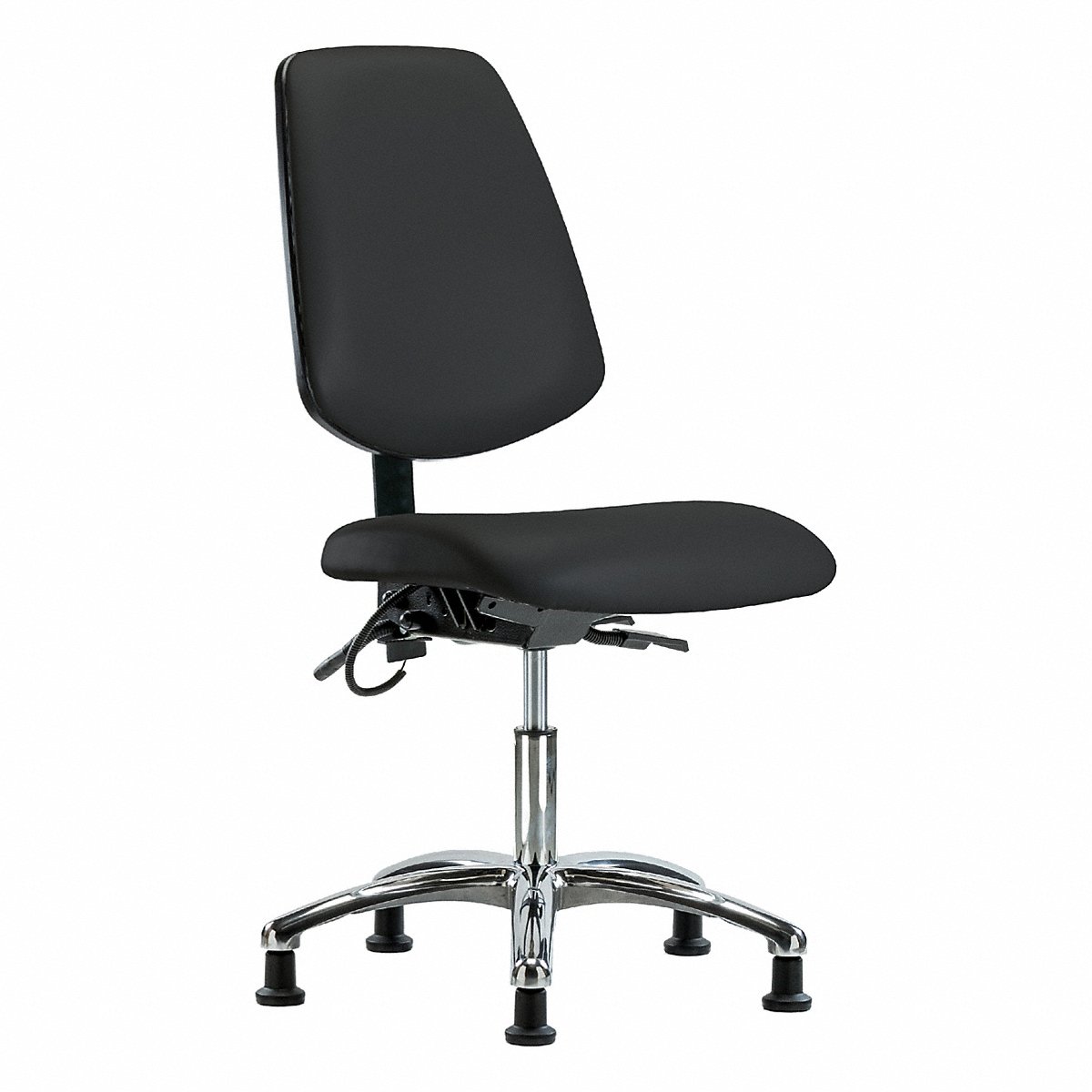 E-Com Seating ESD Vinyl Desk Chair, Medium Back, Tilt, Stationary Glides, Black (BR-ESD-VDHCH-MB-CR-T1-A0-EG-ESDBLK)