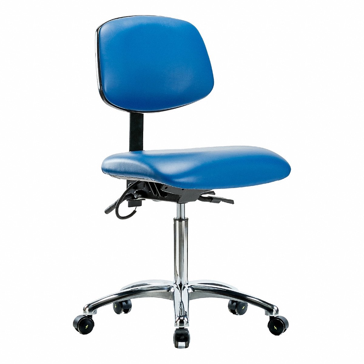 E Com Seating Vinyl Esd Chair, Med, Tilt, Cstrs, Blue (BR-ESD-VMBCH-CR-T1-A0-NF-EC-ESDBLU)