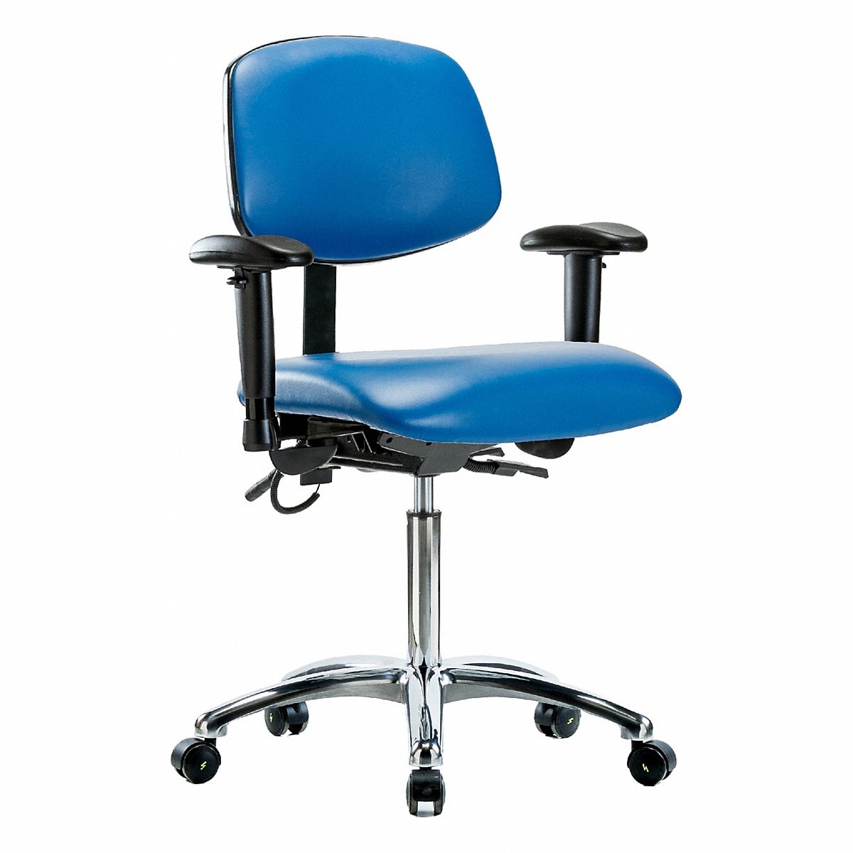 E Com Seating Vinyl Esd, Med, Tilt, Aa, Cstrs, Blue (BR-ESD-VMBCH-CR-T1-A1-NF-EC-ESDBLU)