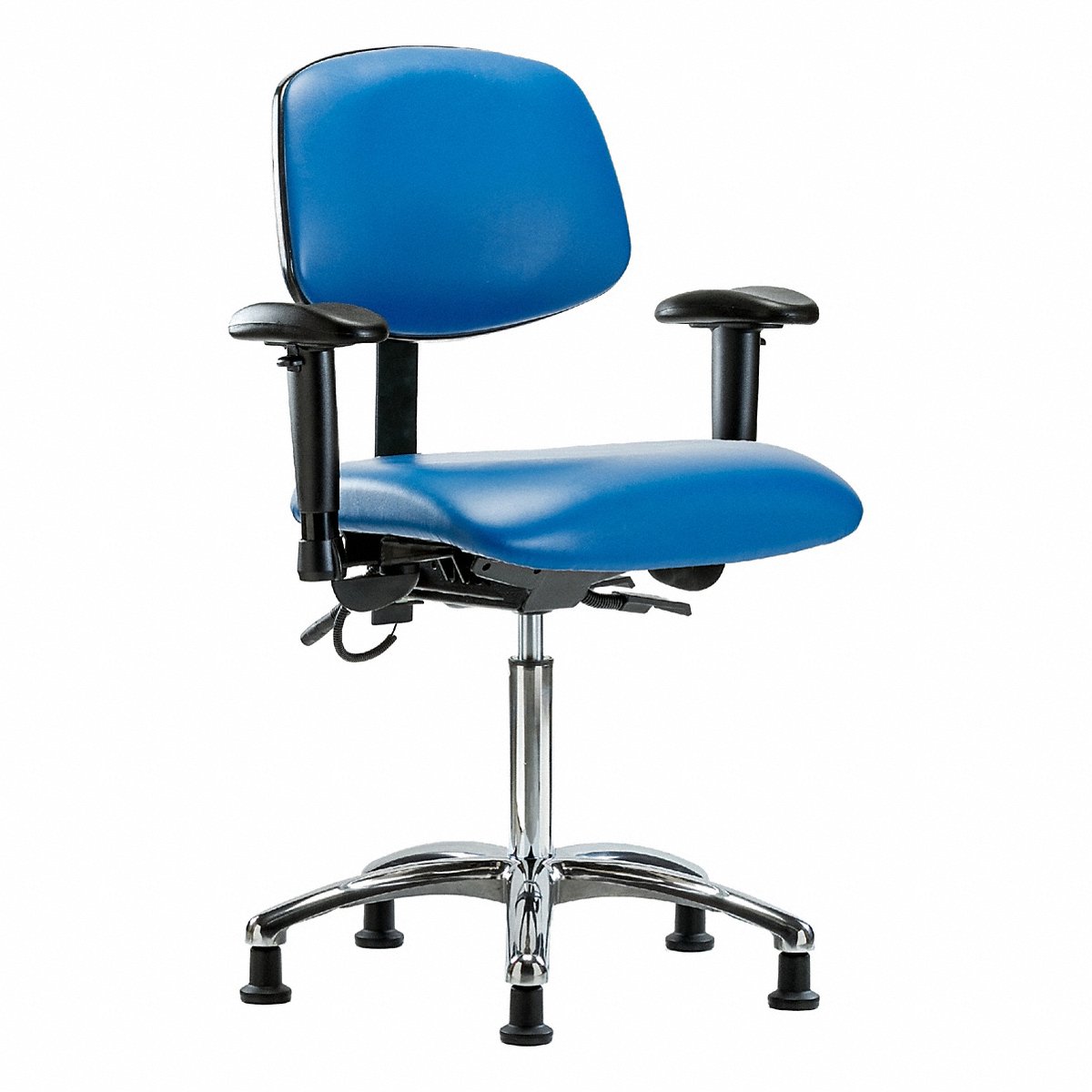 E Com Seating Vinyl Esd Chair, Med, Arms, Glides, Blue (BR-ESD-VMBCH-CR-T0-A1-NF-EG-ESDBLU)