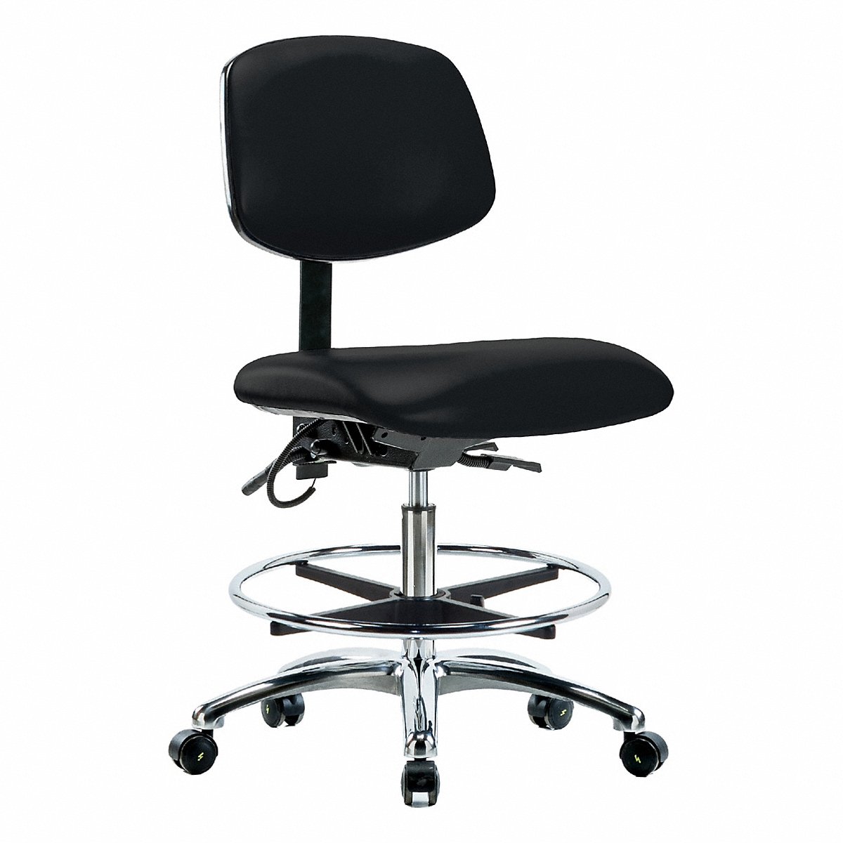 E Com Seating Vinyl Esd Chr, Med, Tilt, Fr, Cstrs, Blk (BR-ESD-VMBCH-CR-T1-A0-CF-EC-ESDBLK)