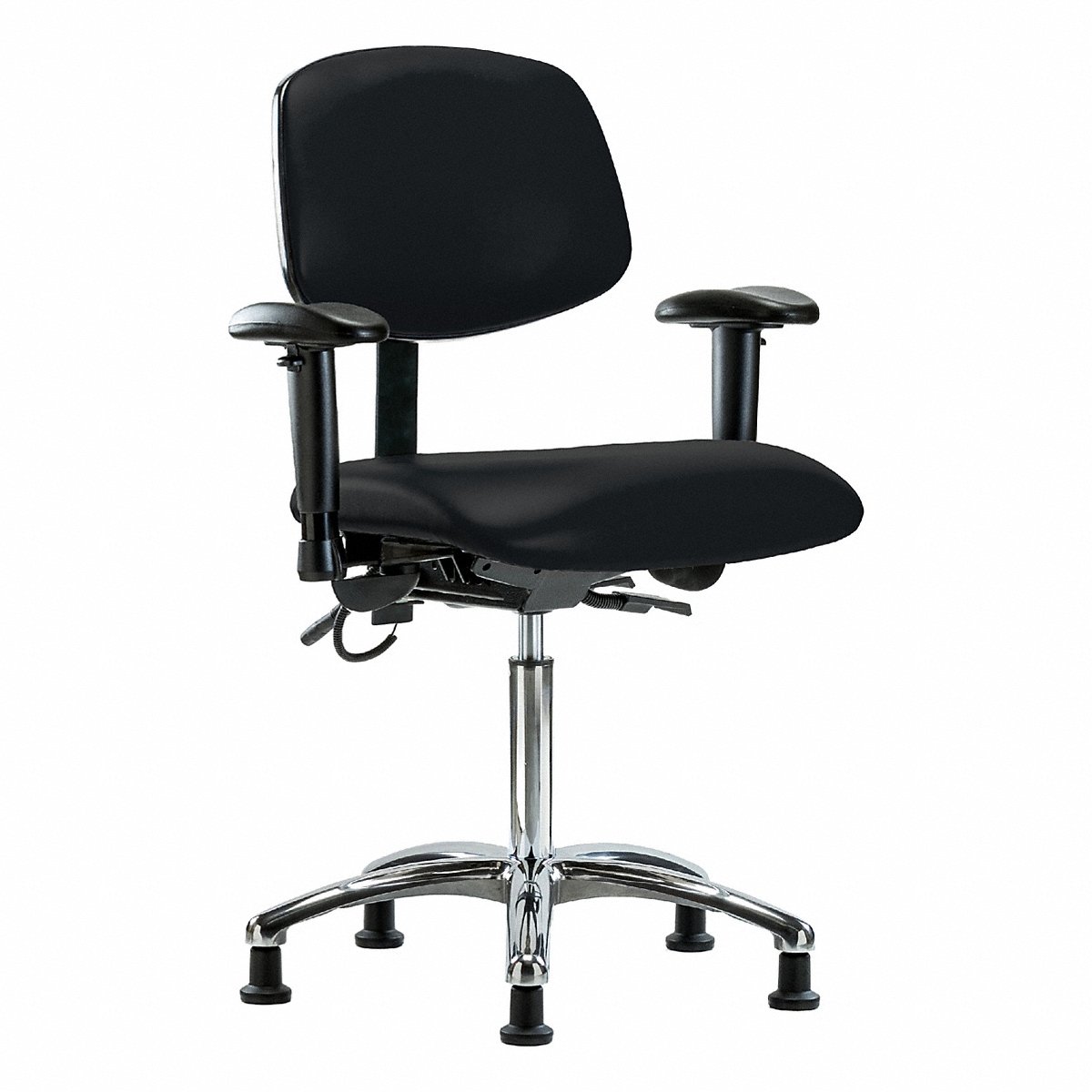 E Com Seating Vinyl Esd Chair, Med, Arms, Glides, Blk (BR-ESD-VMBCH-CR-T0-A1-NF-EG-ESDBLK)