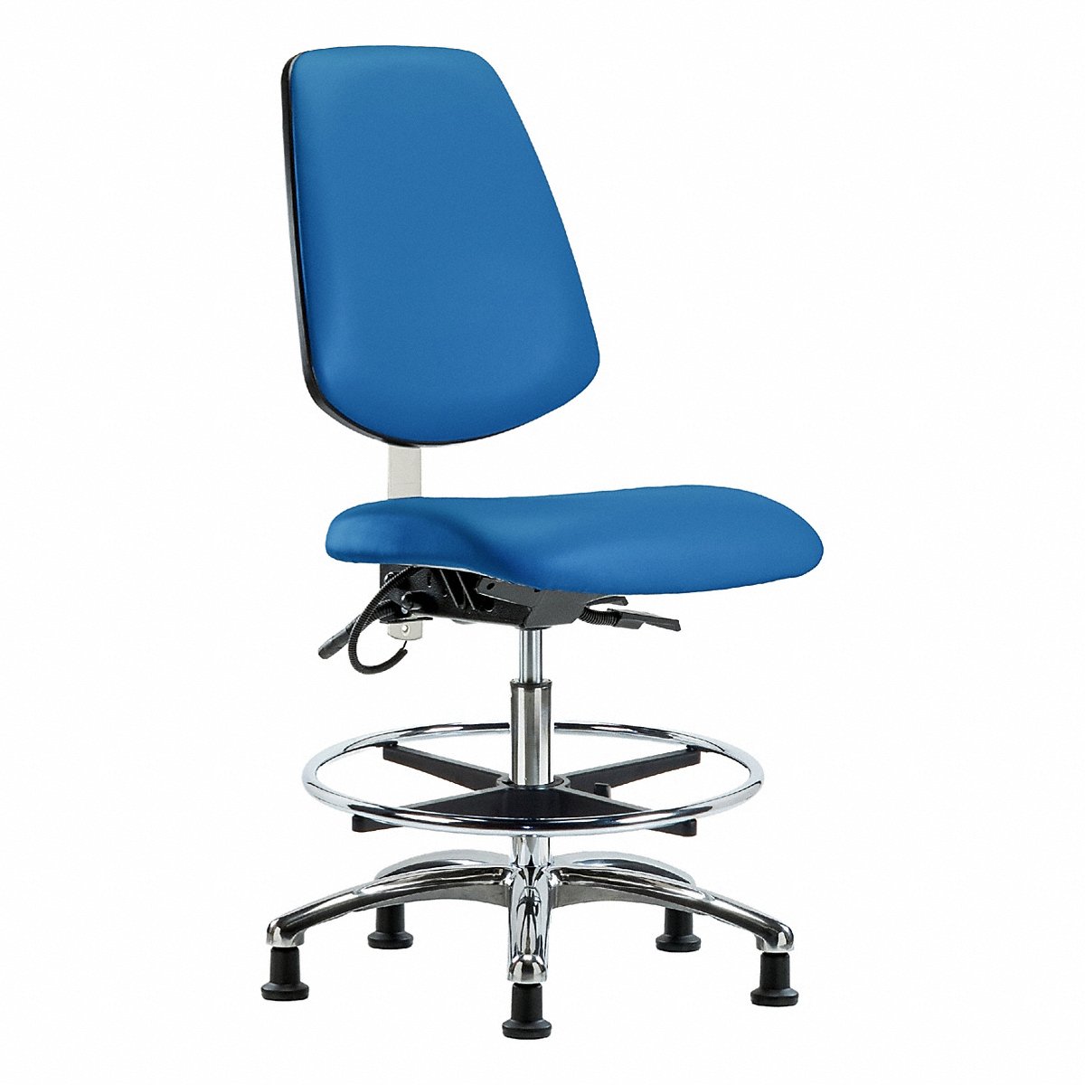 E-Com Seating ESD Vinyl Medium-Height Chair, Medium Back, Footring, Stationary Glides, Blue (BR-ESD-VMBCH-MB-CR-T0-A0-CF-EG-ESDBLU)