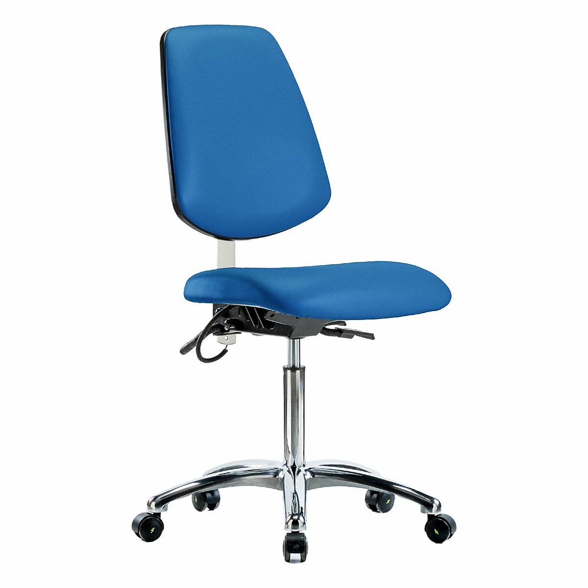 E-Com Seating ESD Vinyl Medium-Height Chair, Medium Back, Tilt, Casters, Blue (BR-ESD-VMBCH-MB-CR-T1-A0-NF-EC-ESDBLU)